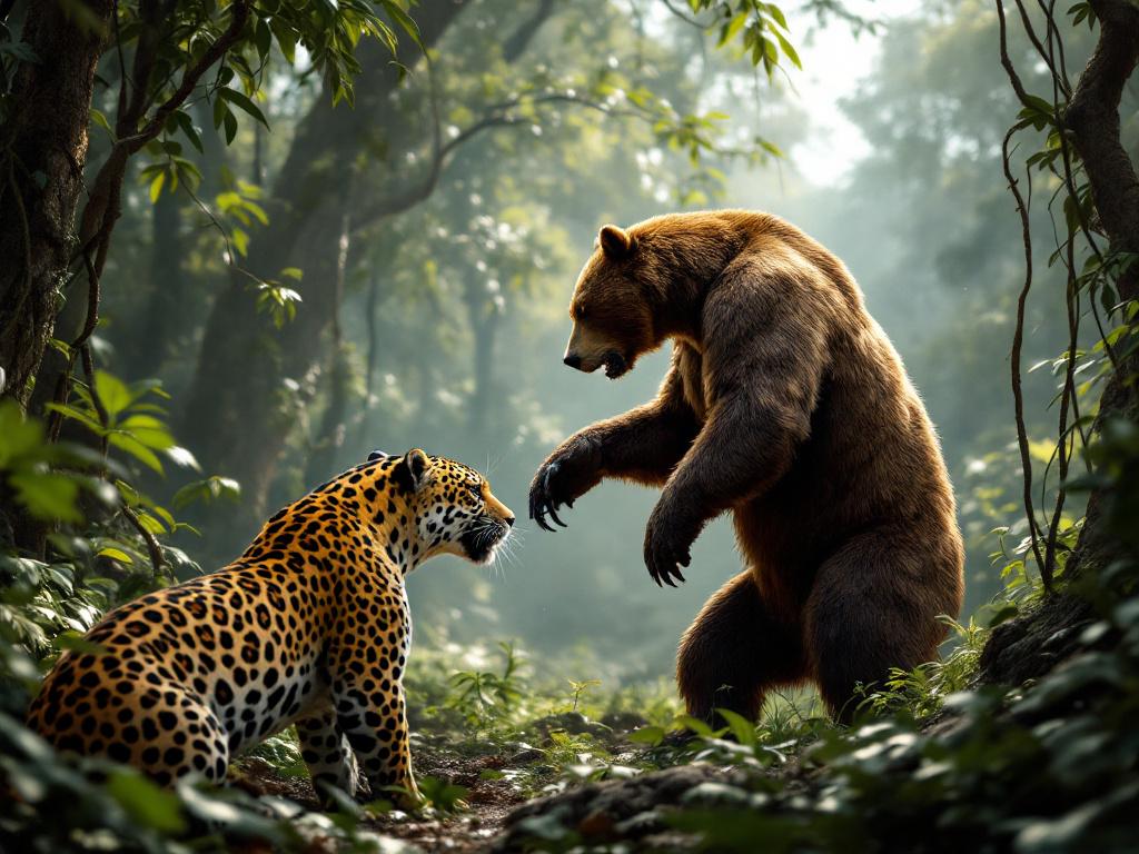 Sur cette phoot nous pouvons apercevoir un ours entrain de combattre un énemie puissant